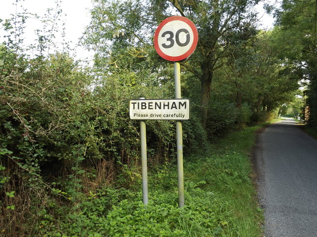 Tibenham Village Name sign on Pristow Green Lane