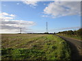 Power lines crossing a lane near Greetwell