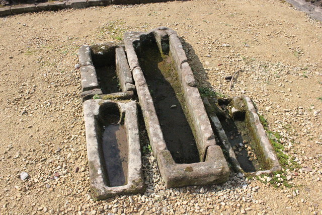 Four stone coffins at Norton Priory