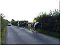 Horse riders on Withybed Lane near All Saints Farm