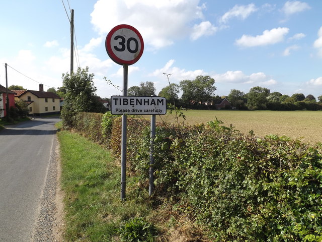 Tibenham Village Name sign on Hill Road