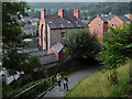 Footpath and housing in Llangollen, Denbighshire