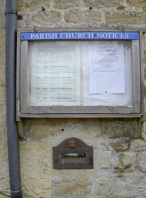 Village notice board and letterbox
