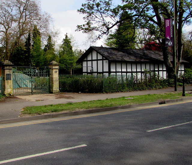 Black and white building in Pittville Park, Cheltenham
