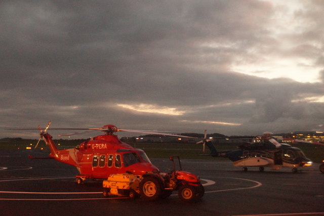 Helicopters on the apron at the East Terminal, Aberdeen Airport