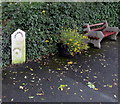 Old milepost and a bench, Aberdovey