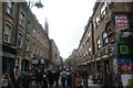 View down Brick Lane from the junction with Quaker Street