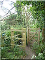 Kissing gate on the public footpath at Bosloggas