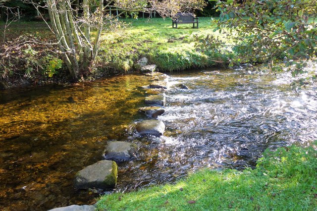 Stepping stones across the Leithen Water
