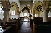 SP9799 : Tixover, St. Luke's Church: The nave with distinctly different arcade columns by Michael Garlick