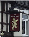 Sign for the British Lion public house, Crewe