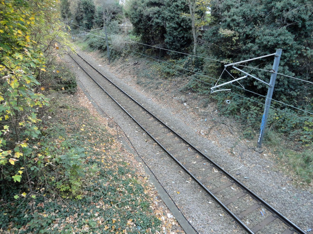Railway line taken from the bridge in Brentwood Road