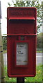 Close up, Elizabeth II postbox on Holmes Chapel Road