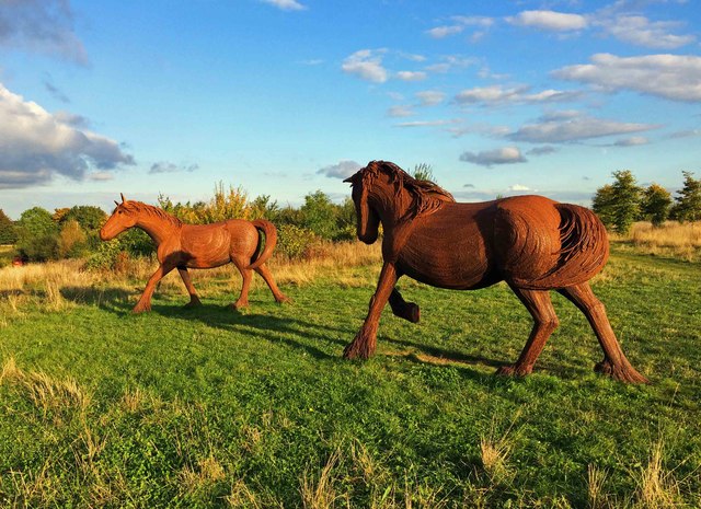 Shire Horses sculptures (1), Kilkenny Lane Country Park, Carterton, Oxon