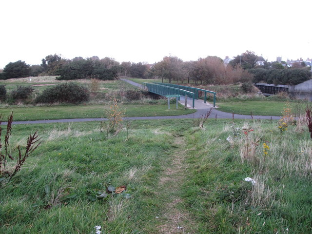 The Tullybranigan River footbridge in Islands Park, Newcastle