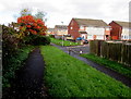 Footpaths converge near Fouracres Close, Barry