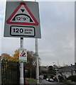 Two warning signs, Little Moors Hill, Cadoxton, Barry 