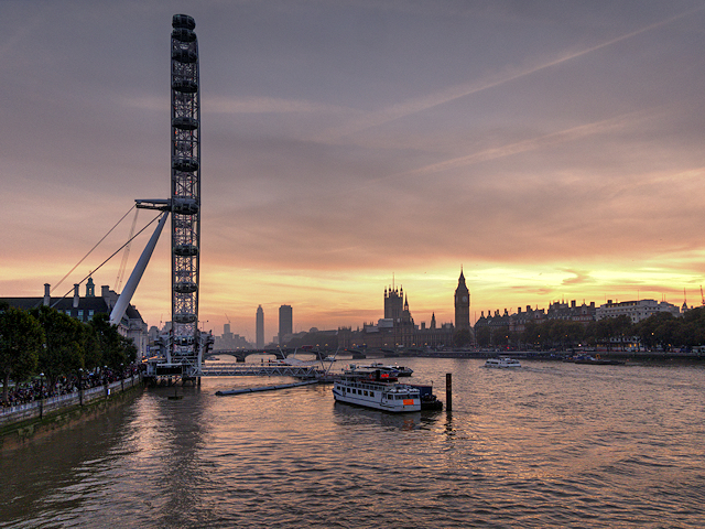 London Eye and the River Thames at Sunset