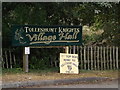 TL9114 : Tolleshunt Knights Village Hall sign by Geographer