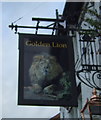 Sign for the Golden Lion public house, Middlewich