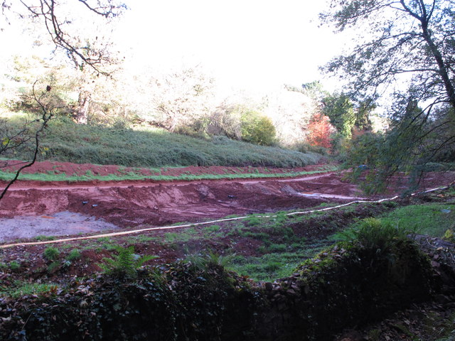 Pits for silt from lake drainage, Cockington