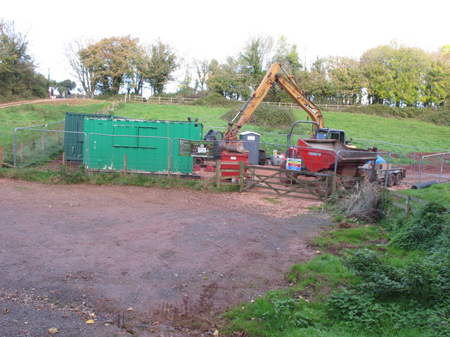 Earth moving equipment for lake drainage, Cockington