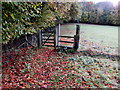 Wooden gate across a public footpath, Coughton