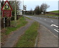SS8679 : Reduce Speed Now on the approach to a roundabout west of Laleston by Jaggery