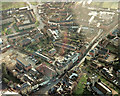 Aerial view of Long Street and Morris Lane, Devizes, Wiltshire c1991