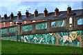 Jungle mural and terraced houses