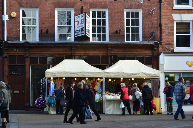 Market stalls on High Street, Worcester