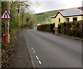 Warning sign - road narrows, Lletty Dafydd, Clyne