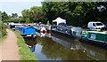 Narrowboats moored along the Staffordshire and Worcestershire Canal