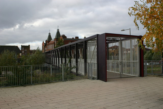 Footbridge leading to Gainsborough Primary School, London E9