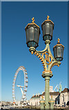 TQ3079 : Lamp and London Eye from Westminster Bridge, London SE1 by Christine Matthews
