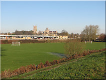 TL5479 : Ely: cathedral, station and playing field by John Sutton