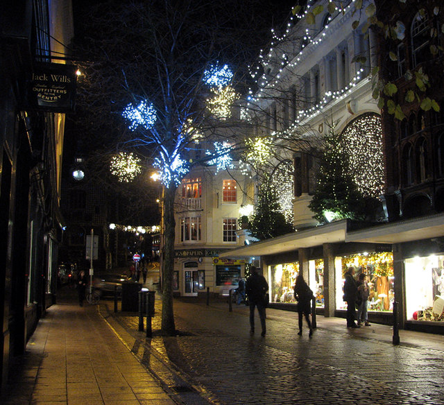 Christmas lights in Norwich city centre