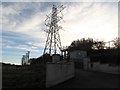 Pylon supporting power cables reaching the Monks Hill Road sub-station, Newry