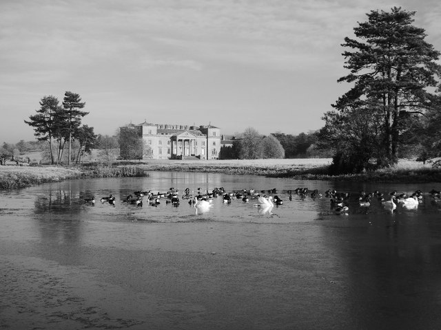 Frozen Croome River with Croome Court