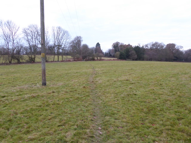 Field footpath crosses field from Sandygate Lane