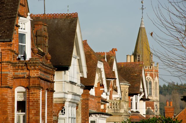 The tower of Christ Church and houses on Norman Avenue