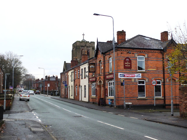 The Prince of Wales Pub on the A571 at Newtown, Wigan