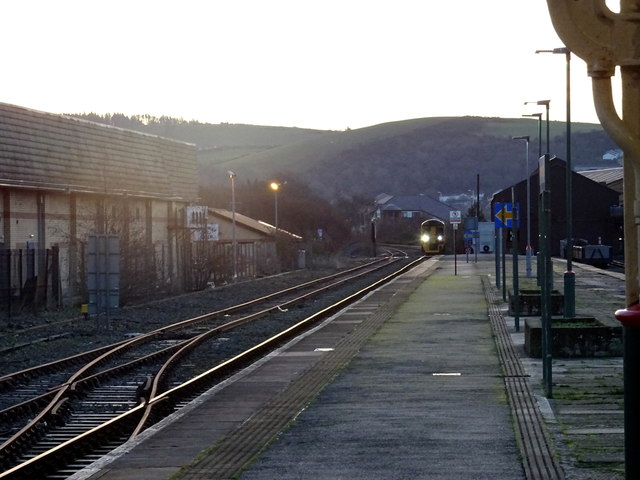 Train approaching Aberystwyth station