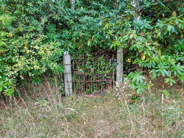 Wrought iron gate into private burial ground