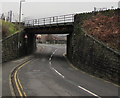 ST2291 : North side of High Street railway bridge, Crosskeys by Jaggery