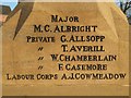 Names on Bromesberrow war memorial #1