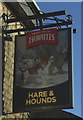 Sign for the Hare & Hounds public house, Oswaldtwistle