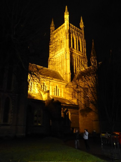 Floodlit Worcester Cathedral