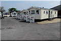 Mobile homes and steps in the Willerby yard, Burnham-on-Sea