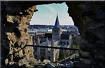 TQ7468 : Rochester Cathedral from the gallery in the keep of Rochester Castle by Michael Garlick